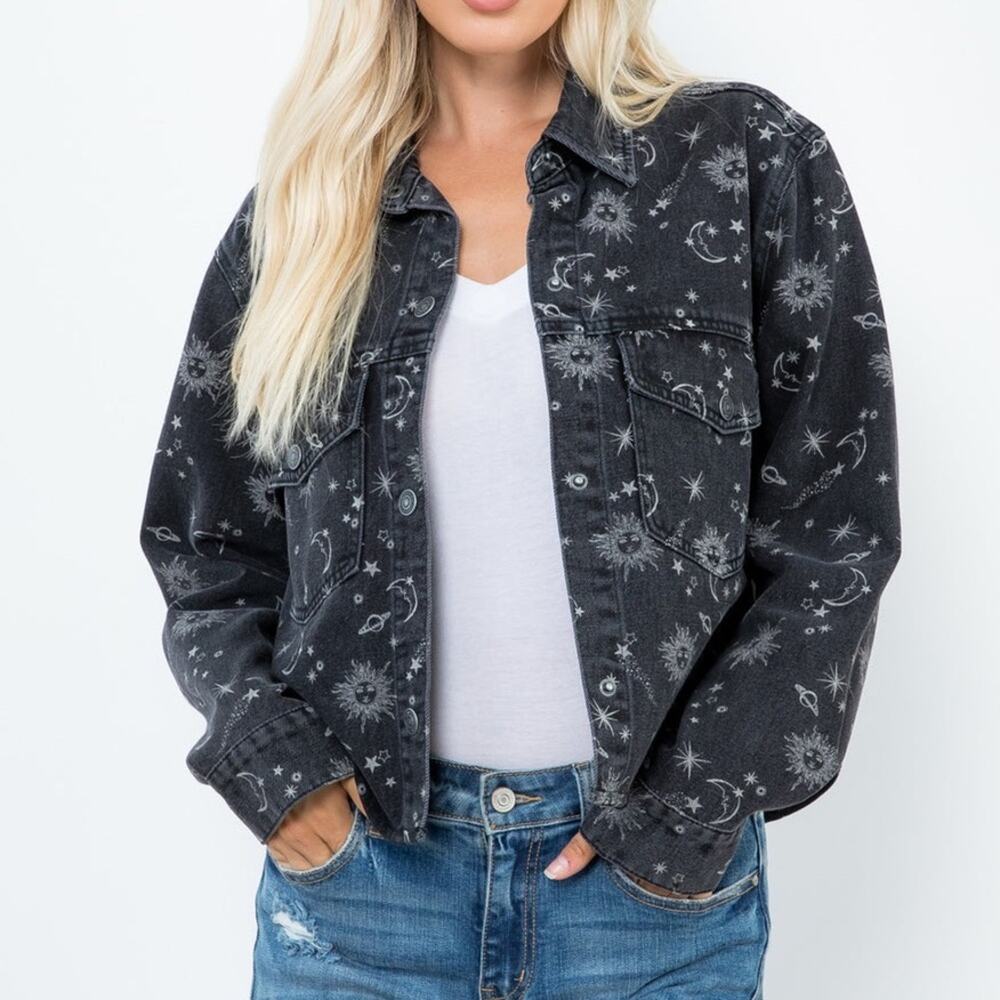 Stoosh vintage denim by 26 international astral cropped denim jacket
